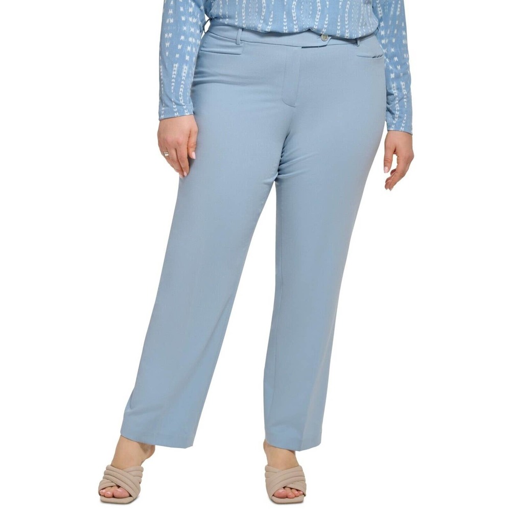 Calvin Klein Plus Size 20W Lux Modern-fit Straight-leg Pants - Dusk Light Blue